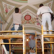 plaster ceiling restoration and inpainting